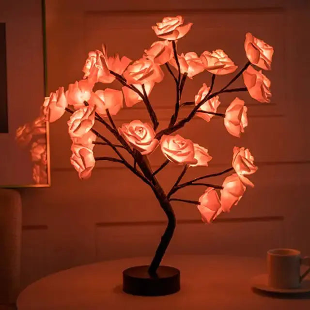 Blossom Bliss Glowing Rose Tree by Zendrop illuminated with soft orange glow roses, suitable for creating a cozy atmosphere.