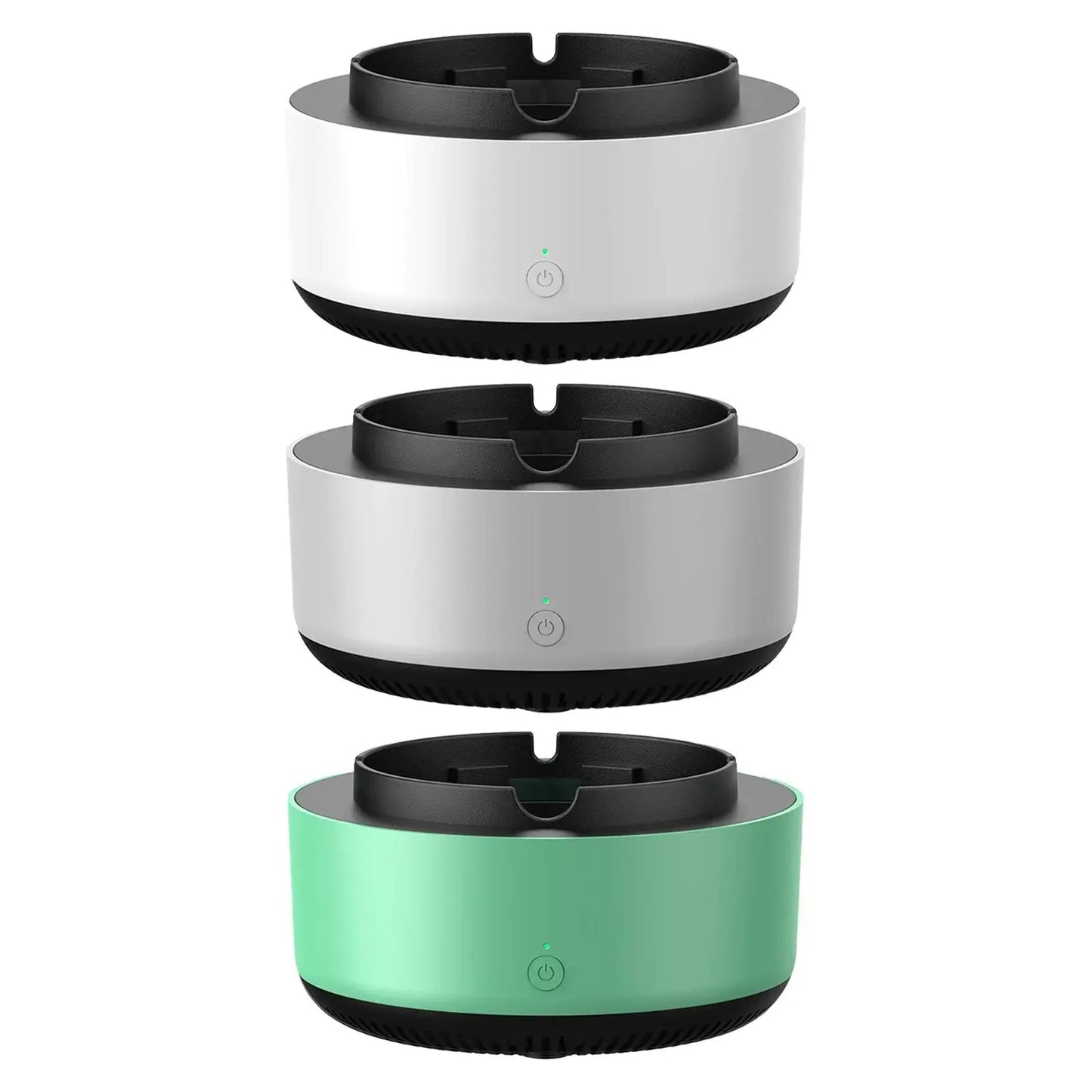 LuxeAura 2-In-1 Ashtray Air Purifier by Zendrop, showcasing three color options in a modern design, ideal for smoke elimination and air purification.